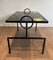 Black and Ceramic Lacquered Metal Coffee Table in the style of Jacques Adnet, 1950s 7