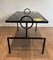 Black and Ceramic Lacquered Metal Coffee Table in the style of Jacques Adnet, 1950s, Image 7