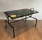 Black and Ceramic Lacquered Metal Coffee Table in the style of Jacques Adnet, 1950s 12