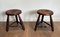 Turned Wooden Stools attributed to Charles Dudouyt, 1950s, Set of 2 1