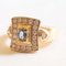 Vintage 18K Yellow Gold Ring with Topaz and Brilliant Cut Diamonds, 1960s 9