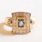 Vintage 18K Yellow Gold Ring with Topaz and Brilliant Cut Diamonds, 1960s 1