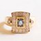 Vintage 18K Yellow Gold Ring with Topaz and Brilliant Cut Diamonds, 1960s, Image 1