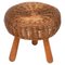 Mid-Century Wicker and Wood Tripod Stool attributed to Tony Paul, United States, 1950s 6