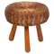 Mid-Century Wicker and Wood Tripod Stool attributed to Tony Paul, United States, 1950s, Image 1