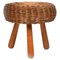 Mid-Century Wicker and Wood Tripod Stool attributed to Tony Paul, United States, 1950s 2