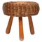 Mid-Century Wicker and Wood Tripod Stool attributed to Tony Paul, United States, 1950s, Image 2