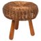 Mid-Century Wicker and Wood Tripod Stool attributed to Tony Paul, United States, 1950s 5