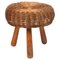 Mid-Century Wicker and Wood Tripod Stool attributed to Tony Paul, United States, 1950s 3