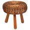 Mid-Century Wicker and Wood Tripod Stool attributed to Tony Paul, United States, 1950s, Image 10