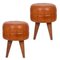 Poufs in Wood Structure, Set of 2 1