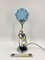Art Deco Table Lamp with Glazed Ceramic Figure of Matrosine with a Star-Shaped Lamp Glass in Blue, Germany, 1930s 5