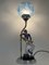 Lampe de Bureau Art Déco avec Figurine en Céramique Vernie de Matrosine avec une Lampe en Forme d'Étoile en Bleu, Allemagne, 1930s 10