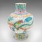 Balaustre oriental chino Art Déco vintage, flor de cerámica, jarrón policromado, años 40, Imagen 2