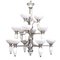 Art Deco 15-Arm Chandelier with Alabaster Bowls and Illuminated Cones, 1990s 1