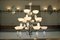 Art Deco 15-Arm Chandelier with Alabaster Bowls and Illuminated Cones, 1990s 2