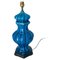 Lámpara de mesa de cerámica esmaltada en azul agrietada, Francia, años 70, Imagen 1
