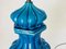 Lámpara de mesa de cerámica esmaltada en azul agrietada, Francia, años 70, Imagen 7