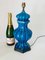 Lámpara de mesa de cerámica esmaltada en azul agrietada, Francia, años 70, Imagen 3