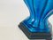 Lámpara de mesa de cerámica esmaltada en azul agrietada, Francia, años 70, Imagen 5