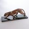 Art Deco Patinated Bronze Muscular Panther on Stepped Marble Base with Brass Trims, 1930s 3