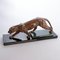 Art Deco Patinated Bronze Muscular Panther on Stepped Marble Base with Brass Trims, 1930s, Image 3