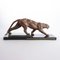Art Deco Patinated Bronze Muscular Panther on Stepped Marble Base with Brass Trims, 1930s 2