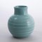 Vase Art Déco Côtelé Verni Bleu Mat par Keith Murray pour Wedgwood, 1930s 1