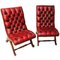 Vintage Spanish Chairs in Mahogany and Leather, 1960s, Set of 2, Image 1