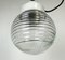 Vintage White Porcelain Pendant Light with Ribbed Glass, 1970s, Image 4