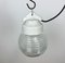Vintage White Porcelain Pendant Light with Ribbed Glass, 1970s, Image 6