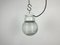 Vintage White Porcelain Pendant Light with Ribbed Glass, 1970s 2