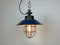 Industrial Blue Enamel and Cast Iron Cage Pendant Light, 1960s, Image 17