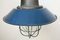 Industrial Blue Enamel and Cast Iron Cage Pendant Light, 1960s 5