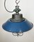 Industrial Blue Enamel and Cast Iron Cage Pendant Light, 1960s 8
