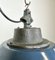 Industrial Blue Enamel and Cast Iron Cage Pendant Light, 1960s 11