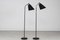 Scandinavian Adjustable Floor Lamps in Black Lacquer and Brass by Josef Frank, 1940s, Set of 2 1