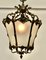 French Rococo Style Brass and Etched Glass Lantern Hall Light, 1920s 7