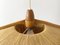 Height Adjustable Ceiling Pendant Lamp in Teak and Sisal from Temde Leuchten, Germany, 1960s 5