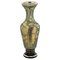 Large Green Glass Vase with Golden Decor, 1960s 1