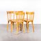 French Blonde Beech Tri Back Bentwood Dining Chairs from Baumann, 1950s, Set of 4 3