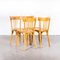 French Blonde Beech Tri Back Bentwood Dining Chairs from Baumann, 1950s, Set of 4, Image 3