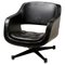 Black Leather Swivel Lounge Chair by Olli Mannermaa, 1970s 1