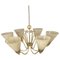 German Brass & Etched Glass Chandelier, 1950s, Image 2