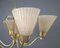 German Brass & Etched Glass Chandelier, 1950s 6