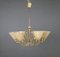 German Brass & Etched Glass Chandelier, 1950s 1