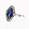 French Art Deco 18 Karat White Gold Shuttle Ring with Sapphire and Diamonds, 1920s 9