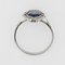 French Art Deco 18 Karat White Gold Shuttle Ring with Sapphire and Diamonds, 1920s 13