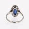 French Art Deco 18 Karat White Gold Shuttle Ring with Sapphire and Diamonds, 1920s 14