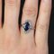 French Art Deco 18 Karat White Gold Shuttle Ring with Sapphire and Diamonds, 1920s 6